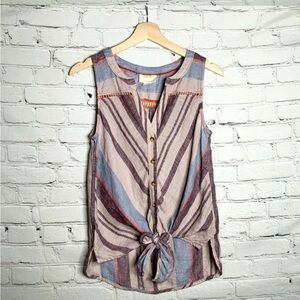 Anthropologie Maeve 100% Linen Front
Tie Top